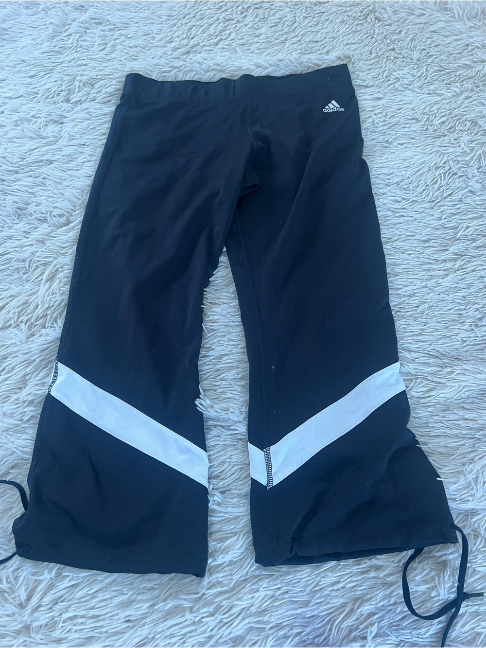 adidas Kids Black Joggers with White Chevron Panels